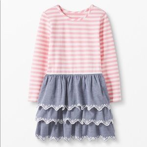 Hanna Anderson striped dress with jean ruffle